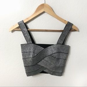 H&M Silver Sparkly Bandage Crop Top